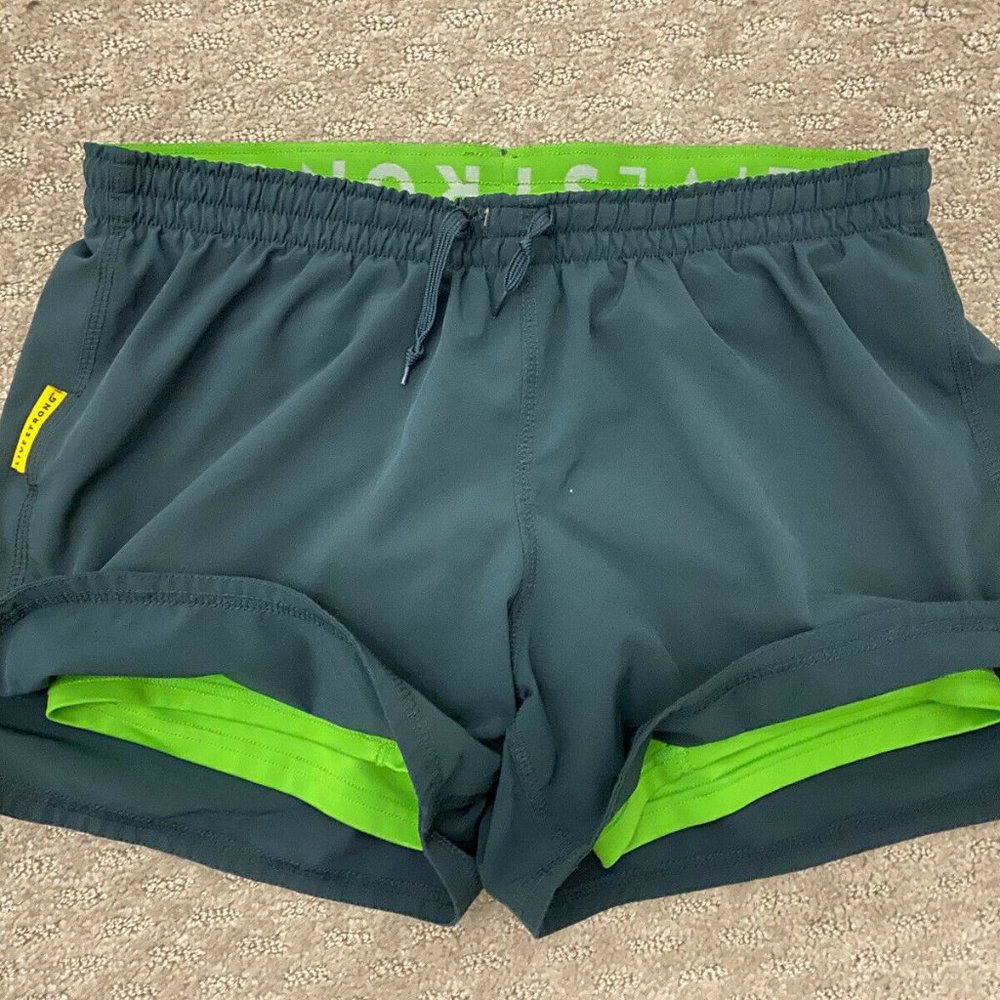 Nike Fit Dry Gray Green LIVESTRONG Running Shorts